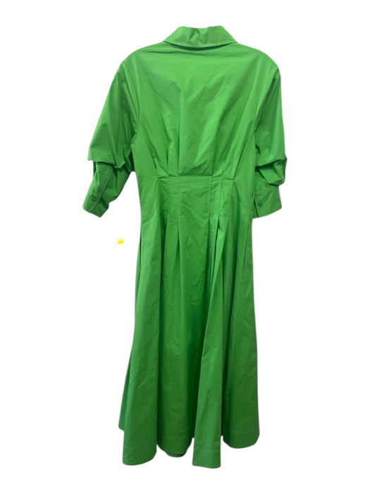 Simkhai Size S Green Cotton Blend 1/2 Balloon Sleeve Button Front Collared Dress Green / S