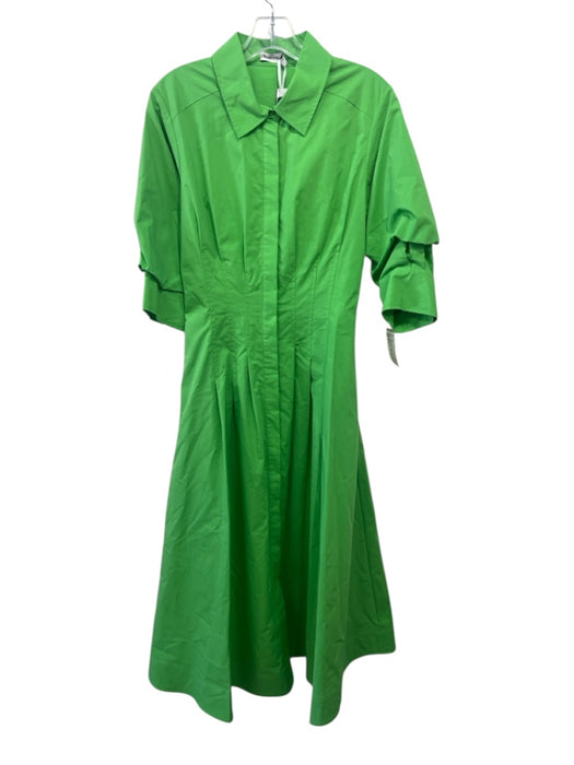 Simkhai Size S Green Cotton Blend 1/2 Balloon Sleeve Button Front Collared Dress Green / S
