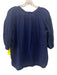 9seed Size P/S Navy Blue Cotton Gauze Short Sleeve V Neck Raw Hem Top Navy Blue / P/S
