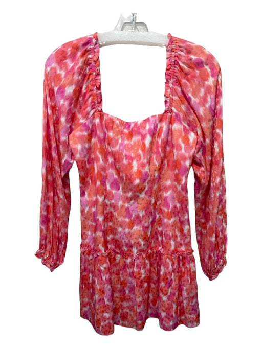 Amanda Uprichard Size XS Pink, Orange & White Polyester Long Sleeve Mini Dress Pink, Orange & White / XS