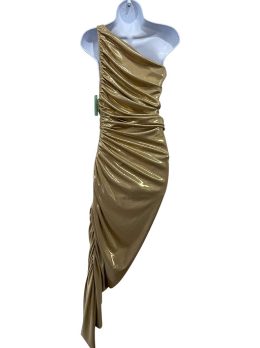 Norma Kamali Size XS Gold Polyester Sleeveless Bodysuit Maxi Gathered Dress Gold / XS