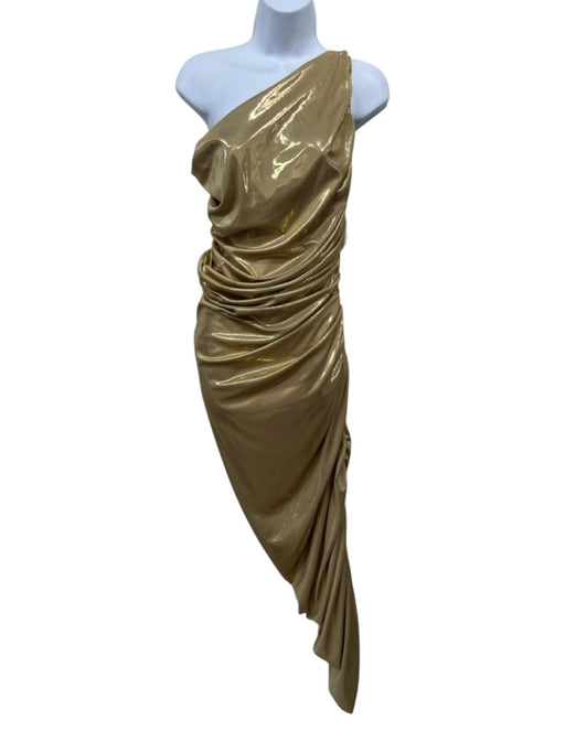 Norma Kamali Size XS Gold Polyester Sleeveless Bodysuit Maxi Gathered Dress Gold / XS