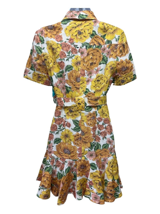 Zimmerman Size 0P Orange, Yellow, Green Linen Floral Mini Button up Dress Orange, Yellow, Green / 0P