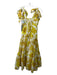 Alemais Size 0 Yellow & Cream Linen Floral Tie Straps Tiered Dress Yellow & Cream / 0