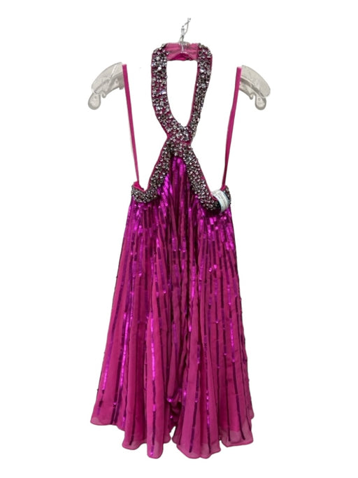 Mac Duggal Size 0 Magenta Polyester Sequins Faux Diamond Halter Dress Magenta / 0