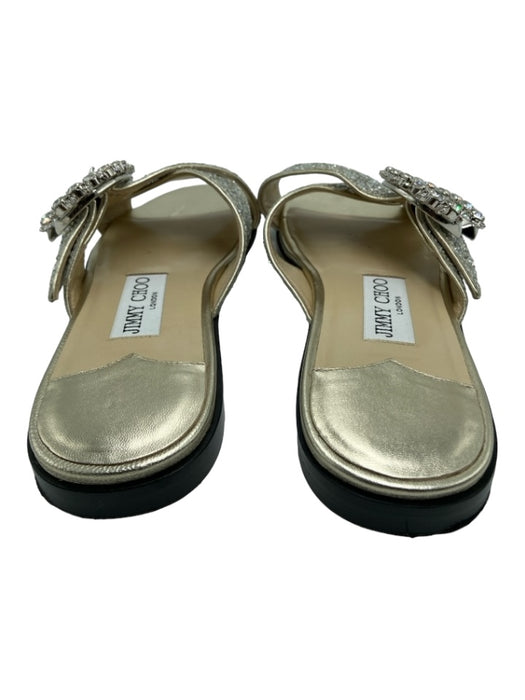 Jimmy Choo Shoe Size 35 Silver & Gold Leather Sequins Buckle Detail Sandals Silver & Gold / 35