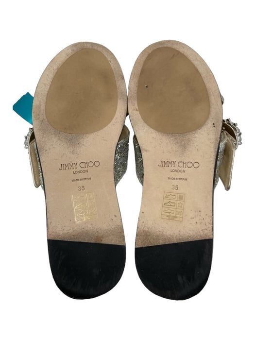 Jimmy Choo Shoe Size 35 Silver & Gold Leather Sequins Buckle Detail Sandals Silver & Gold / 35