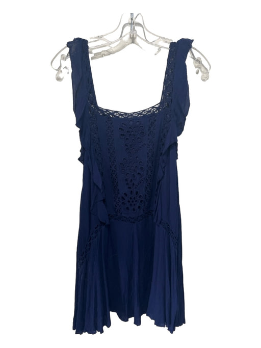 FP One Size XS Navy Blue Rayon Sleeveless Crochet Lace Dress Navy Blue / XS