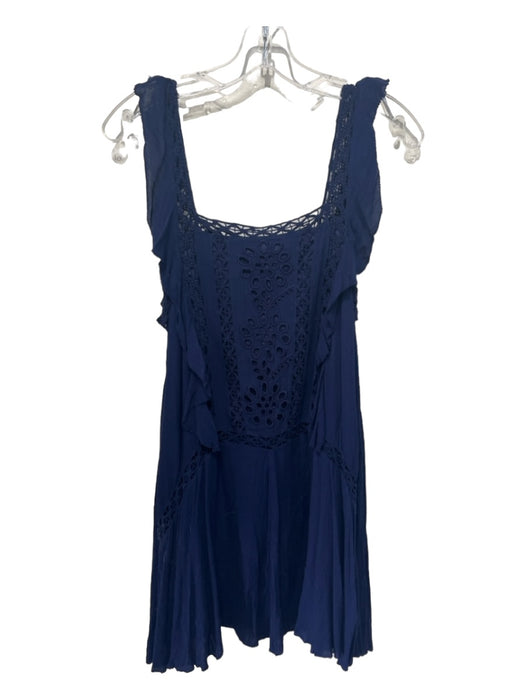 FP One Size XS Navy Blue Rayon Sleeveless Crochet Lace Dress Navy Blue / XS