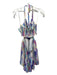 Amanda Uprichard Size S White & Multi Silk Abstract Open Back Halter Dress White & Multi / S