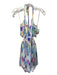 Amanda Uprichard Size S White & Multi Silk Abstract Open Back Halter Dress White & Multi / S