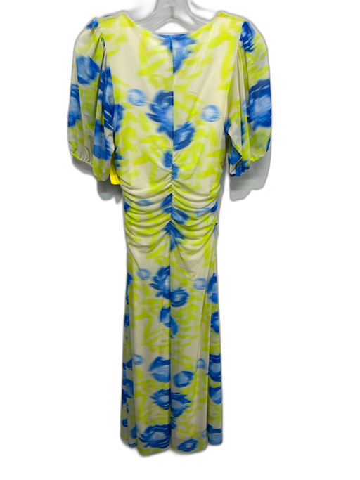 Ganni Size 34 / XS Blue, Green, Beige Polyamide Blend Mesh Tie Dye Maxi Dress Blue, Green, Beige / 34 / XS