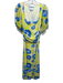 Ganni Size 34 / XS Blue, Green, Beige Polyamide Blend Mesh Tie Dye Maxi Dress Blue, Green, Beige / 34 / XS