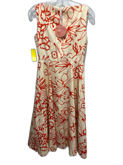 Alexis Size S Beige & Orange Cotton Blend Wrap Abstract V Neck Midi Dress Beige & Orange / S
