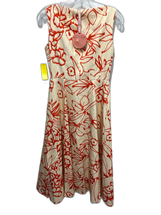 Alexis Size S Beige & Orange Cotton Blend Wrap Abstract V Neck Midi Dress Beige & Orange / S