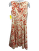 Alexis Size S Beige & Orange Cotton Blend Wrap Abstract V Neck Midi Dress Beige & Orange / S