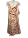 Alexis Size S Beige & Orange Cotton Blend Wrap Abstract V Neck Midi Dress Beige & Orange / S