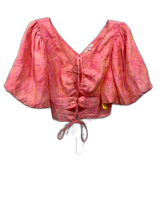 Tularosa Size S Pink & Gold Rayon Blend Metallic Thread Lace Up Front Top Pink & Gold / S