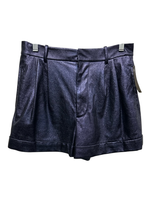 Alice + Olivia Size 4 Navy Blue Terylene Blend Faux Leather High Rise Shorts Navy Blue / 4