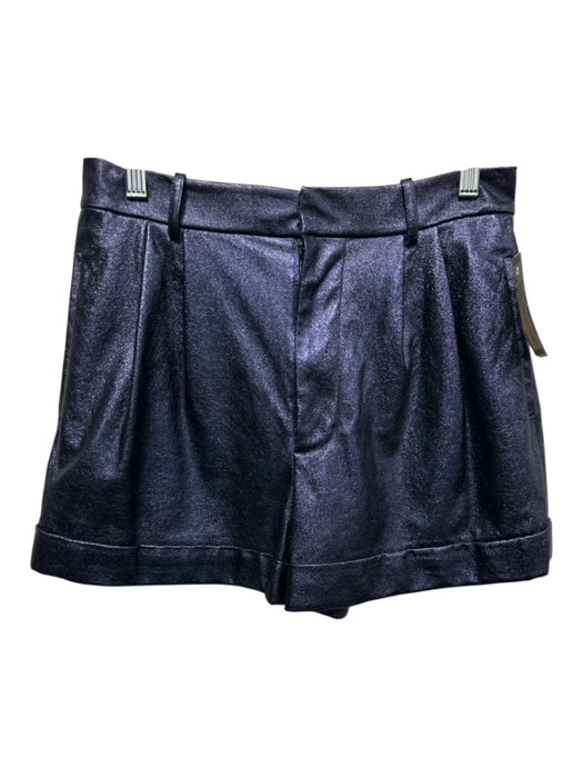 Alice + Olivia Size 4 Navy Blue Terylene Blend Faux Leather High Rise Shorts Navy Blue / 4