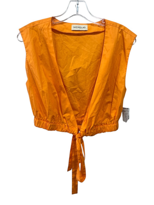 Nicholas Size 4 Orange Cotton Sleeveless Tie Waist Crop Top Orange / 4