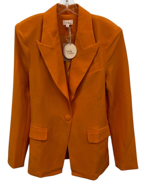 Camila Coelho Size Small Orange Polyester Blend High Rise Pleated Short Set Orange / Small