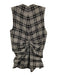 Tanya Taylor Size 2 Black & White Viscose Blend Sleeveless Plaid Gathered Top Black & White / 2