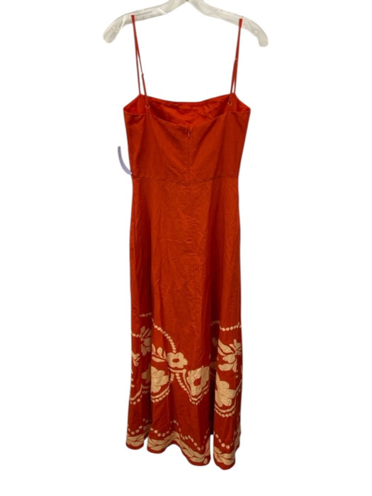 Mason's Daughter Size Small Orange & cream Cotton & Linen Spaghetti Strap Dress Orange & cream / Small