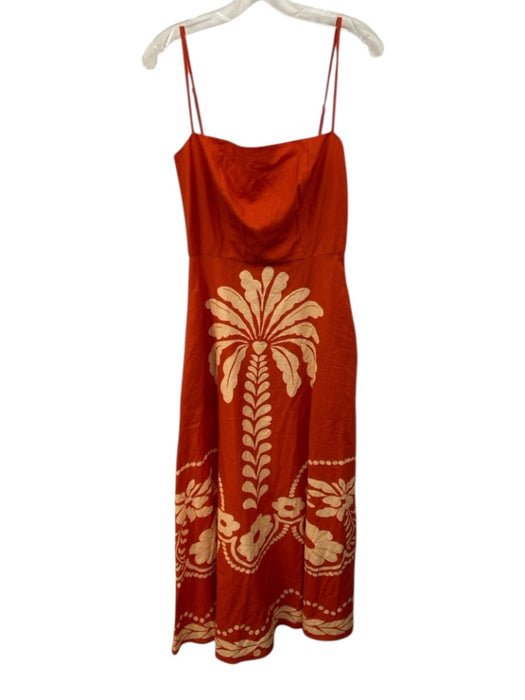 Mason's Daughter Size Small Orange & cream Cotton & Linen Spaghetti Strap Dress Orange & cream / Small