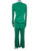 L'Academie Size S Green Polyester Blend Ruched Long Sleeve Flare Pant Set Green / S