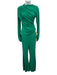 L'Academie Size S Green Polyester Blend Ruched Long Sleeve Flare Pant Set Green / S