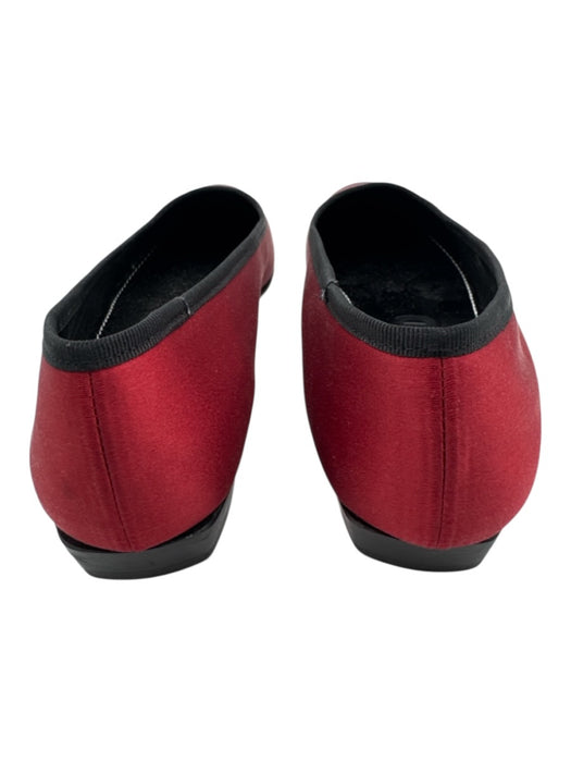 Staud Shoe Size 39 Red & Black Satin Upper Leather Contrast Trim Flats Red & Black / 39