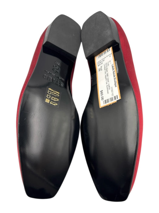 Staud Shoe Size 39 Red & Black Satin Upper Leather Contrast Trim Flats Red & Black / 39