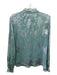 Ba&sh Size M Blue & Silver Ruffle Neck Long Sleeve Sheer Metallic Thread Top Blue & Silver / M