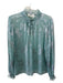 Ba&sh Size M Blue & Silver Ruffle Neck Long Sleeve Sheer Metallic Thread Top Blue & Silver / M