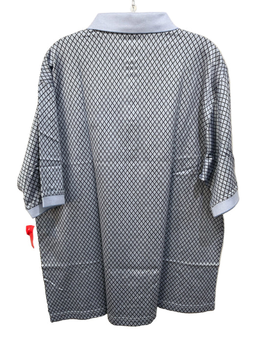 Bobby Jones NWT Size L Light Blue & Navy Cotton Blend Grid Polo Short Sleeve