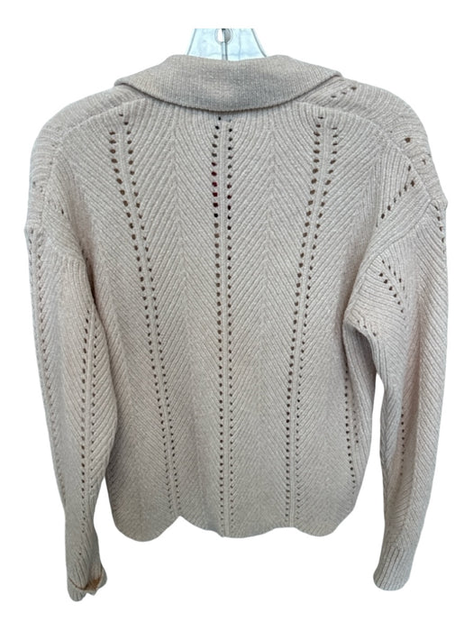 Michael Stars Size XS Cream Polyester Perforated Scallop Detail Collar Sweater Cream / XS