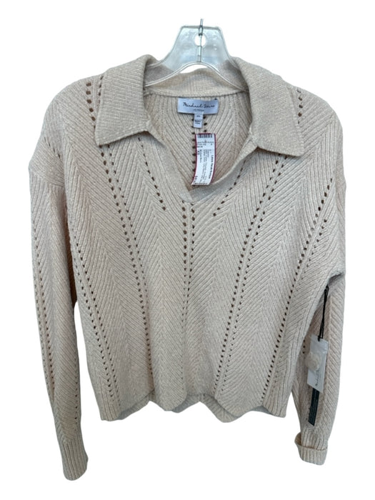 Michael Stars Size XS Cream Polyester Perforated Scallop Detail Collar Sweater Cream / XS