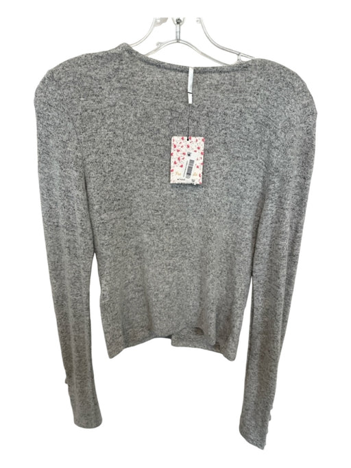 Free People Size XS Gray Rayon Blend Long Sleeve Heathered Front Tie Sweater Gray / XS