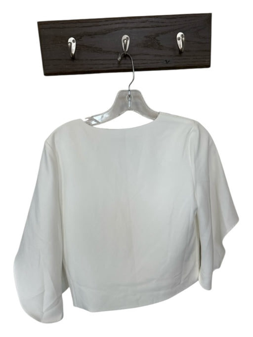 Mare Mare Size XS White Polyester Blend Short Sleeve V Neck Cropped Top White / XS