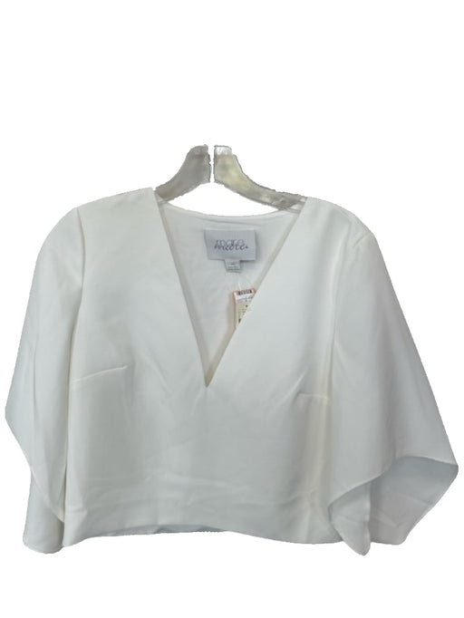 Mare Mare Size XS White Polyester Blend Short Sleeve V Neck Cropped Top White / XS