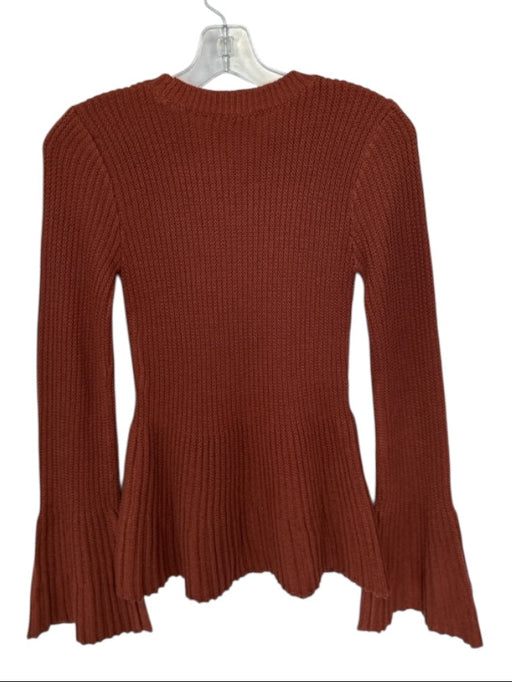 Tularosa Size XS Rust Acrylic Long Bell Sleeve Knit Peplum Sweater Rust / XS