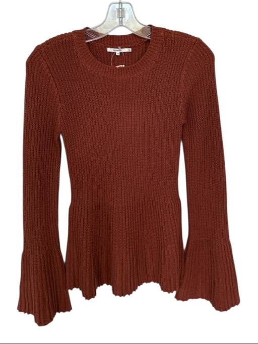 Tularosa Size XS Rust Acrylic Long Bell Sleeve Knit Peplum Sweater Rust / XS