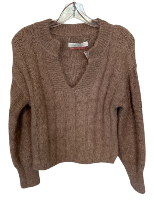 Pilcro Size XS Brown Nylon Blend Long Sleeve Knit V Neck Sweater Brown / XS