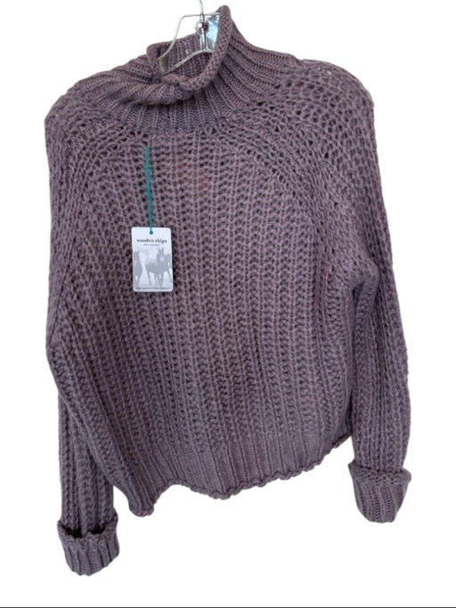 Wooden Ships Size S/M Purple Mohair Blend Mock Neck Chunky Knit Sweater Purple / S/M