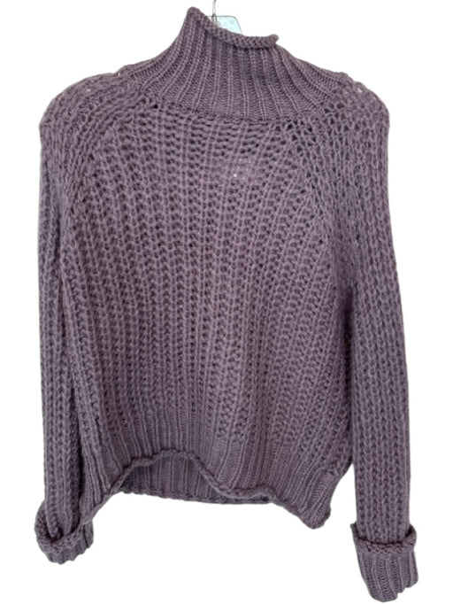 Wooden Ships Size S/M Purple Mohair Blend Mock Neck Chunky Knit Sweater Purple / S/M