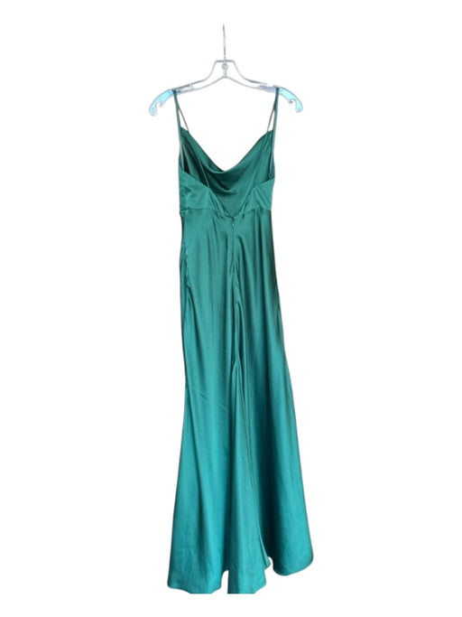 Fame and Partners Size 4 Forest Green Spaghetti Strap Cowl Neck Open Back Gown Forest Green / 4