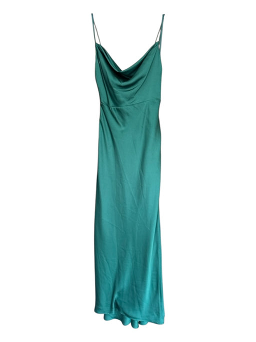 Fame and Partners Size 4 Forest Green Spaghetti Strap Cowl Neck Open Back Gown Forest Green / 4