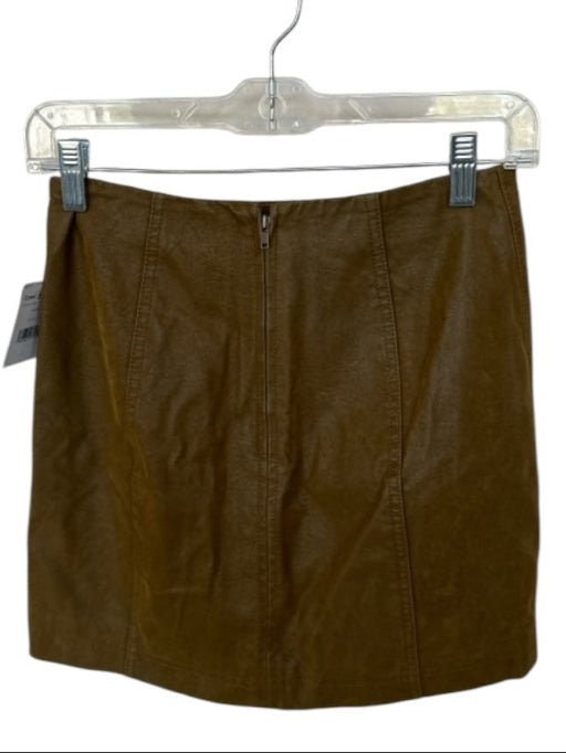 Free People Size 0 Olive Green Coated Canvas Back Zip Mini Skirt Olive Green / 0