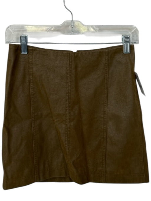 Free People Size 0 Olive Green Coated Canvas Back Zip Mini Skirt Olive Green / 0